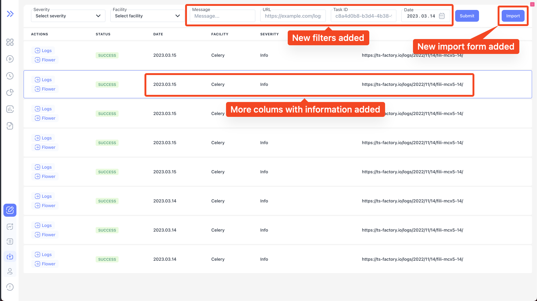 Import page table