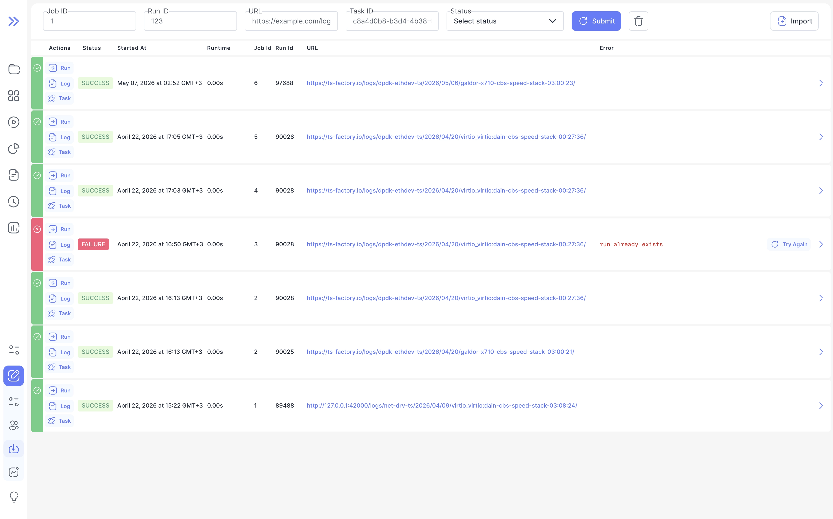 Improved Run and Import API Support