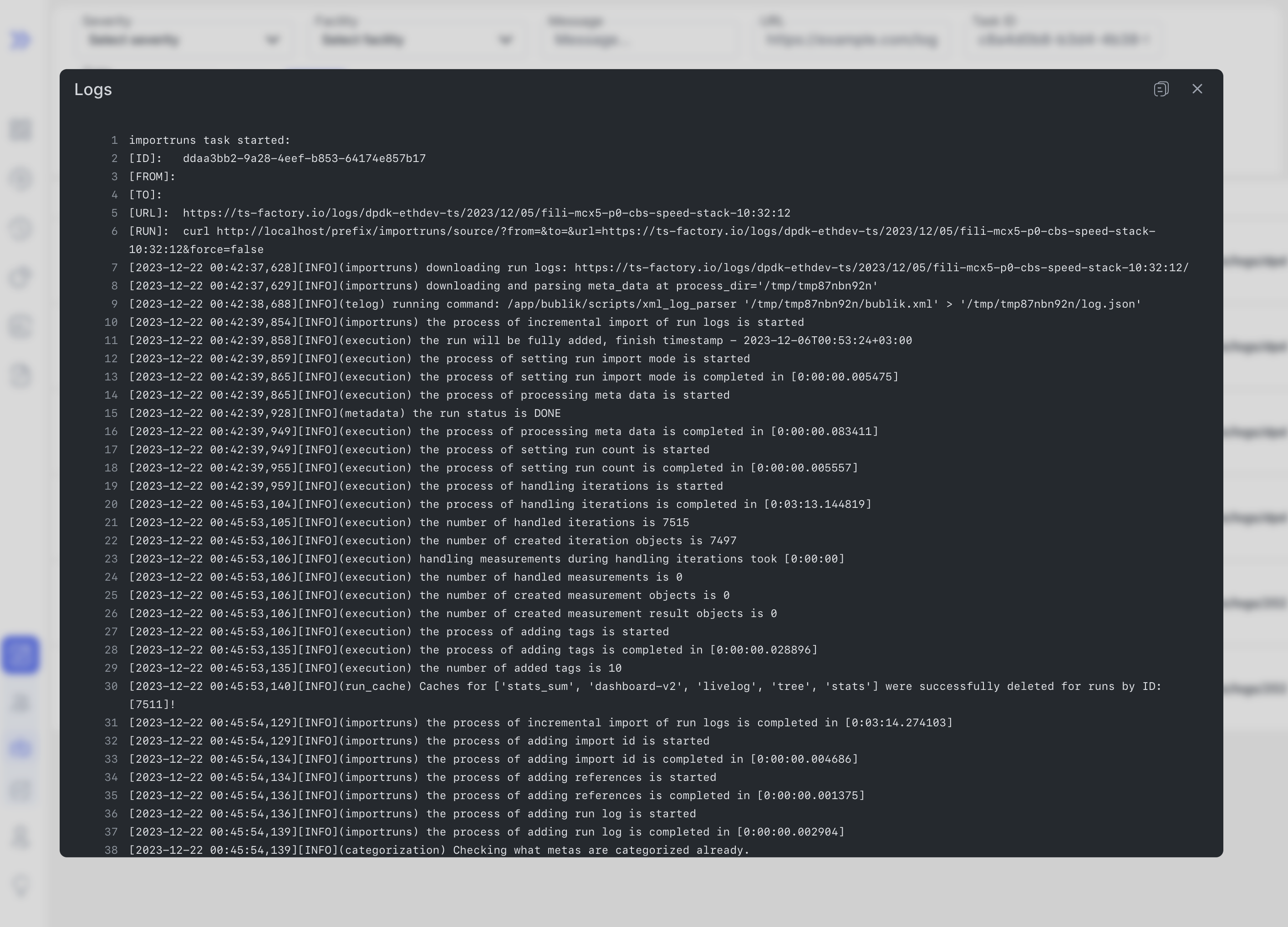 Import logs