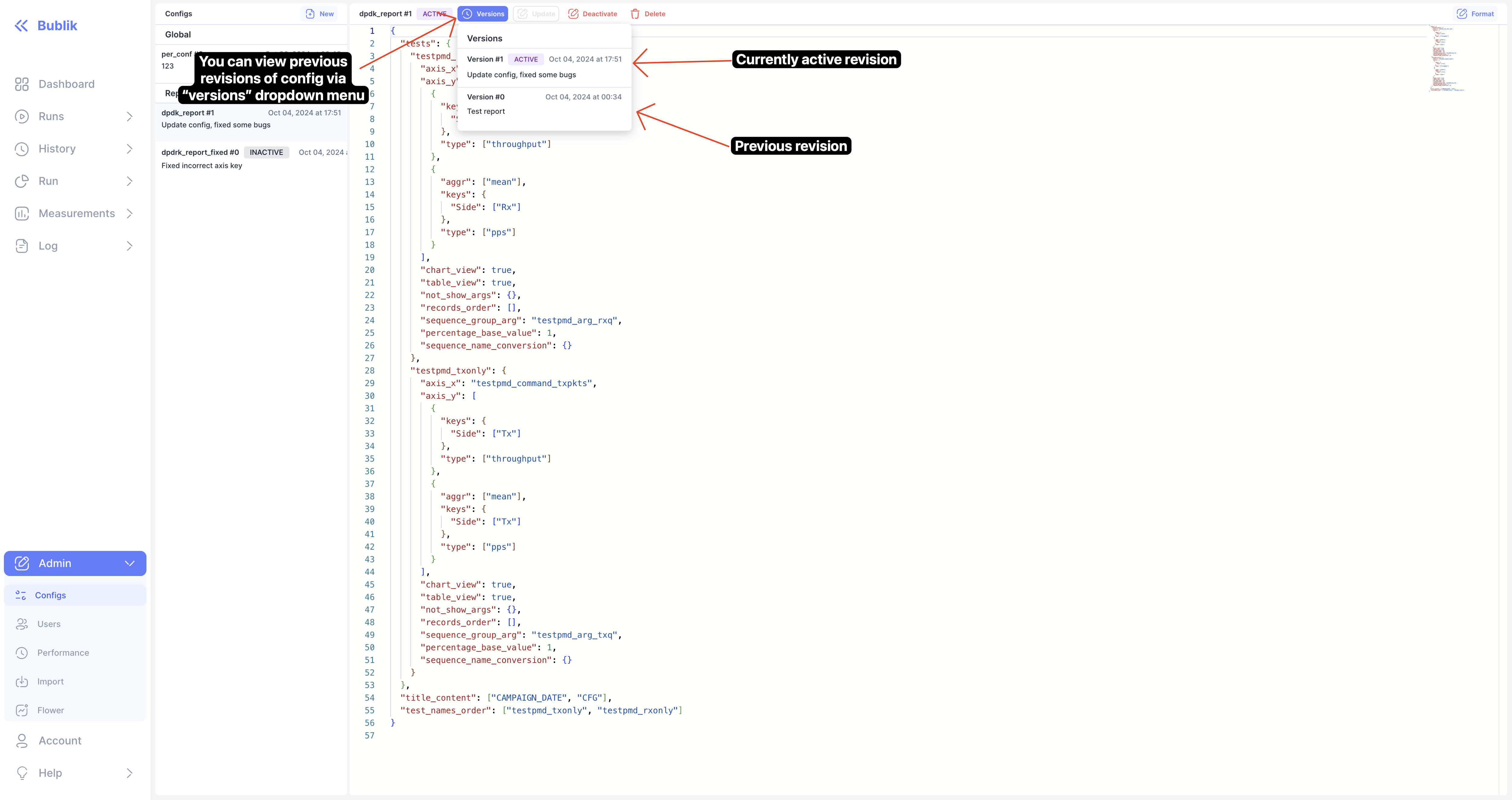 Versions Modal